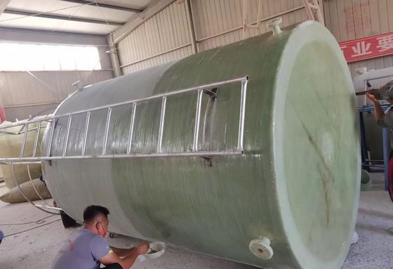 1800x6050 Réservoir de stockage en FRP avec vanne de vidange, Résistance à la corrosion Réservoir chimique en FRP