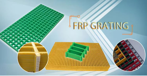 Réseau de treillis en FRP GRP Carré Lourd, Réseau de plancher en fibre de verre Résistance à la corrosion