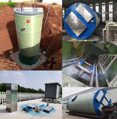 Station de pompage des eaux usées en FRP pour la construction Station de pompage des eaux usées en fibre de verre préfabriquée