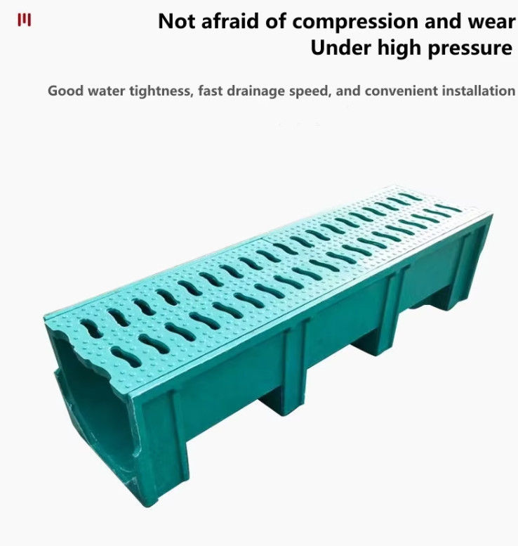 FRP GRP 200 mm Fibre de verre Trench Drain Grates Gouttière Anti-corrosion Facile à nettoyer